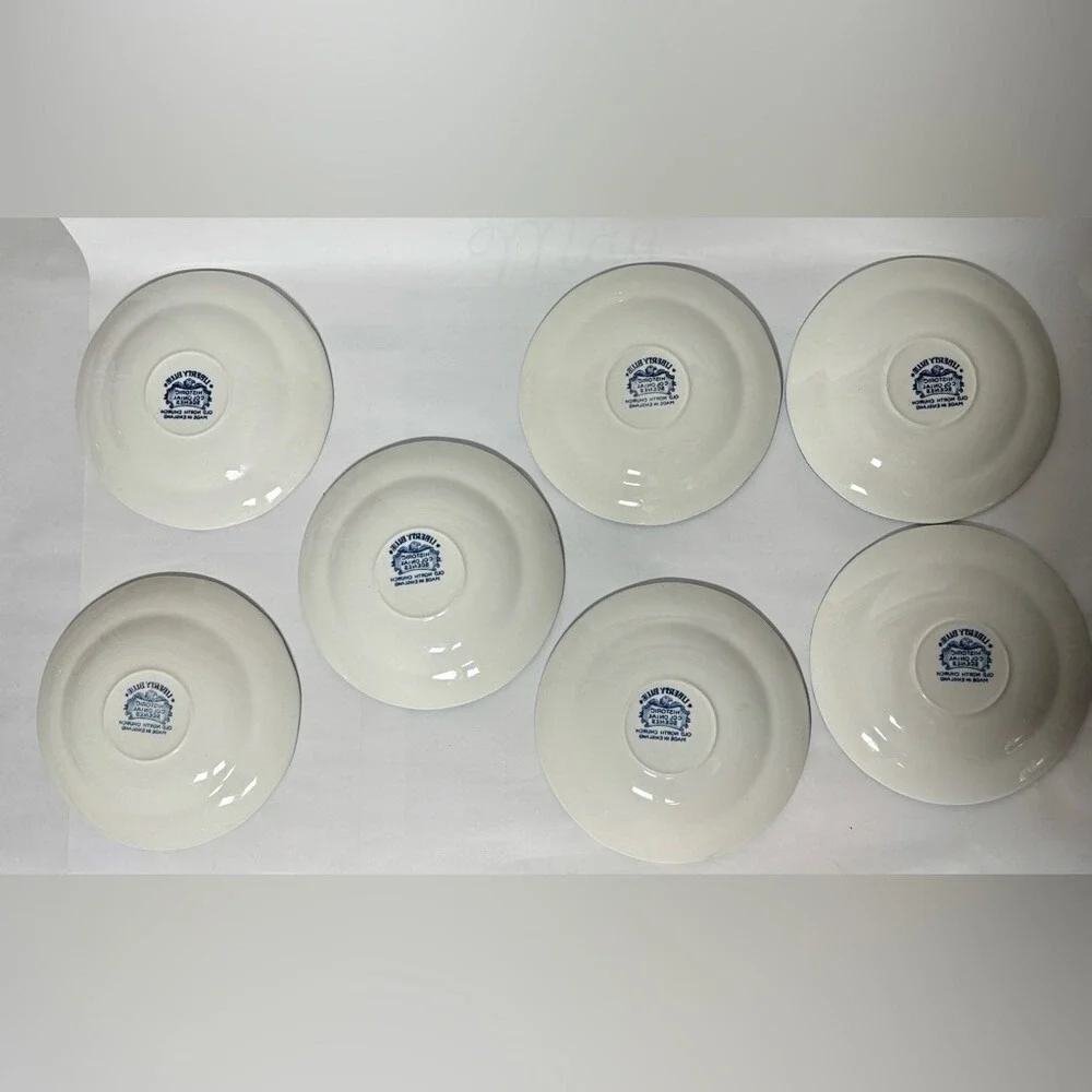 Liberty Blue 7pc Set Old North‎ Church Saucers